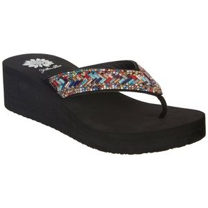 Yellow Box rhinestone skyllah wedge flip flop